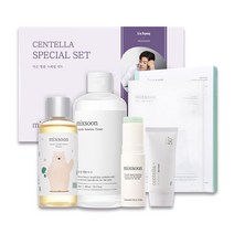 믹순 순디 병풀 에센스+병풀 토너+병풀 선크림SPF 50+ PA+++++병풀 스틱밤+병풀 마스크팩 5종 세트 (콩 에센스+콩 크림 샤쉐 3매 ), 실드핏 선크림+믹순 가글 1종(랜덤)