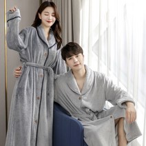 더자카 소프트 단추형 샤워가운 남성용 3XL, 그레이, 1개