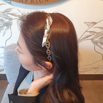 플라워즈온유 가죽 체인 리본 머리띠 헤어밴드