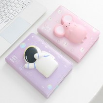 위dkai_말랑말랑 노트 사철제본 다이어리 디자인속지 예쁜 수첩 메모장 문구용품 스퀴시 캐릭터♥yum, ♥yum우주인 1번