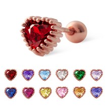 14K GOLD PIN 피어싱 탄생석컬러 하트큐빅 12종 택1 #4149EA