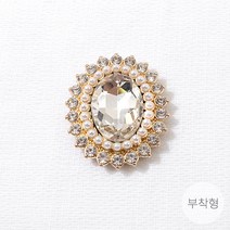[6566-04]골드메탈 파츠(큐빅진주라인까메오) 27x32mm [1개]