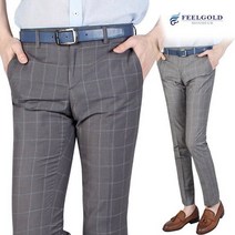 [필골드] C718nC719 여름 스판 슬림 체크노턱 남성정장팬츠