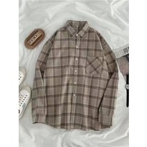 Jmprs 빈티지 여성 격자 무늬 셔츠 가을 긴 소매 특대 단추 위로 한국 느슨한 캐주얼 가을 outwear femme 셔츠