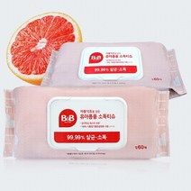 비앤비 자몽식초를 담은 유아용품 소독티슈 60매 캡형 유아물티슈 아기용품 살균소독, 2개
