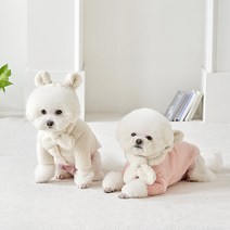 울리 베어 후드 머플러 강아지 목도리, L, 아이보리