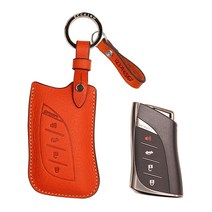 [에첼소] 2018 2019 렉서스 ES300H LS LC500 스마트키케이스 자동차키홀더 각인포함 키홀더, 오렌지