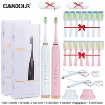 음파 전동 칫솔 자동 칫솔 충전식 헤드 교체, 5138화이트 핑크
