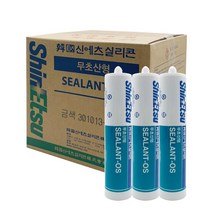 [박스판매] 신에츠 실리콘 OS 무초산실리콘 무초산 다목적 실리콘, 회색+마스킹테이프