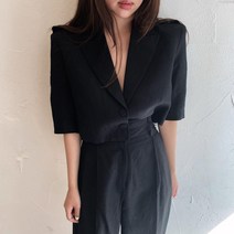 해외직구 자켓 바지 세트 루즈핏 세미 정장 루즈핏 하객룩 여름 반 소매 봄 상견레 소개팅 연예인 사복