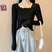 라임색니트 스웨터 여성 연두색 니트 긴팔 가을 겨울 티셔츠