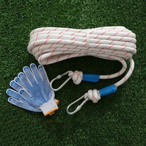 SKANDSALO 14mm16mm 굵은소방끈 가정용 비상탈출 로프, 14.14mm 30m 투 후크 장갑