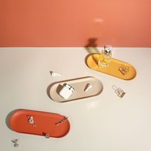 보관 진열대 데스크테리어 소품 트레이 펜접시 받침대 가죽 향수 악세서리, 브라운