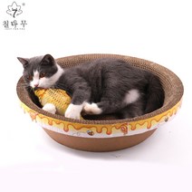 칠나무 고양이 장난감 원형 고양이호텔 스크레쳐 대형 골판지 박스 다용도 캣 토이 YZ0706-15, 사진색A(종호)