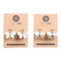 KNOTXKNOT 4p set 캐츠아이 보석 나비 크리스탈 미니 집게핀