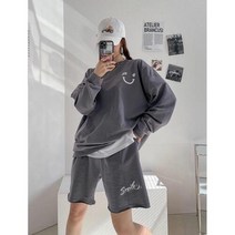 더펀 여자 맨투맨티 반바지세트 트레이닝복