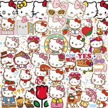 100PCS 헬로 키티 낙서 방수 스티커 혼합 스쿠터 자전거 휴대 노트북 여행 가방, 01 100PCS