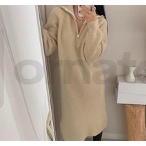 오르네트 여성 반집업 니트 원피스