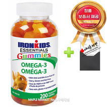 아이언키즈 IronKids 어린이 키즈 오메가3 젤리 200정+정품보증서 캐나다 직배송, 1개, 200정