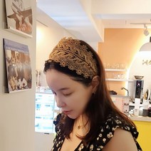 레트로 플라워 레이스 넓은 헤어밴드 명품 빅리본 인 스타일 머리띠