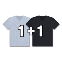 1+1 남여공용 베이직 무지 30수 브이넥 반팔티셔츠 S~2XL