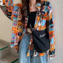 픽토 패턴 블라우스 셔츠 남방