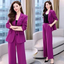 여성 이력서사진옷 면접 정장 자켓 캐주얼 블 코트 바지 세트 여성용 패션봄 가을