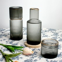 골드링 모던 그레이 유리 물병 잔 워터 피쳐 홈카페 화병 유리병 쥬스병 물잔 테이블웨어, 물병 500ml