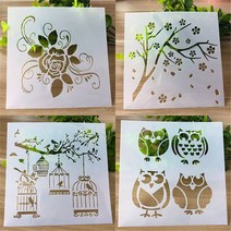 스프레이부스 Diy 스크랩북 플라스틱 그림 드로잉 템플릿 스텐실 케이크 스프레이 금형 아트 공예에 대 한 3 개, [01] random
