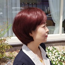 가발 볼륨펌 컷트머리가발 중년여성가발 짧은머리 여자가발, 1개, 초코브라운