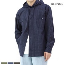 빌리버스 남자 긴팔 셔츠 BTW149 체크 일반핏 후드 남방