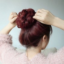 상큼 올림머리 똥머리 곱창가발 밴드 8p 체리브라운 당고머리 만두머리 곱창밴드 곱창머리끈 부분가발 곱슬머리가발 웨이브가발, 단품