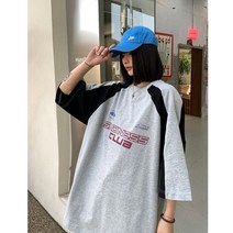 오토바이 팀복 루즈핏 박시 티셔츠 힙합 레이싱 국가 트렌드 스트리트 컬러 슈트 커플 반팔 남성 유행 잘 생긴 느슨한 라글란 어깨 하이 기관차