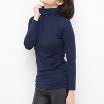 아리탐 겨울 심플 기모 목티 여자 목폴라 웜텍 긴팔 폴라 티셔츠
