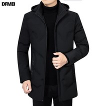 DFMEI 겨울 하프기장 패딩 남중장년 기모 패딩 심플 루즈핏 캐주얼 후드 도톰 아빠룩