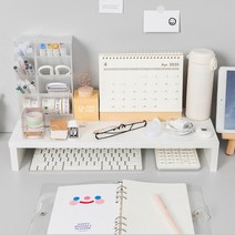 컴퓨터 모니터 받침대 선반 데스크정리, 1단 우드, 1개