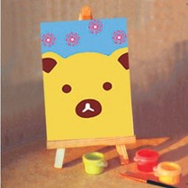 모모픽스페인팅 미니 기린 돼지 곰 코스모스 어린왕자 10x15cm DIY유화그리기 세트 학교수업용 쉬운 그림, M02 옐로우 베어