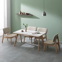 [5만원 추가할인중]장인가구 칸토르 베이직 세라믹 패밀리 4인 낮은 식탁세트 의자형, 내추럴