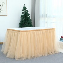 테이블 스커트 파티 식탁보 장식 tulle table skirt for wedding decoration birthday baby shower party decor 화이트 핑크, 샴페인 1.9mx0.76m