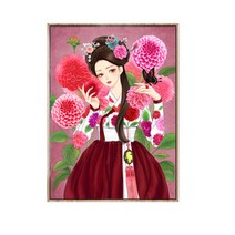 보석십자수 3D 꽃 소녀 DIY 인테리어 소품 선물+행운십자수 PW1311, 80x110cm