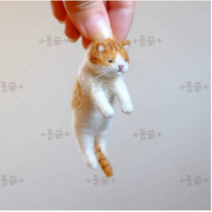SheffleyDIY 양모펠트 꼬집어 들여올려진 동물 모음 니들펠트 키트 패키지 세트, 고양이