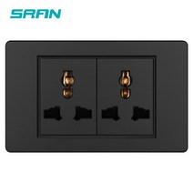 농업용굴삭기 미니굴삭기SRAN 더블 잭 전기 콘센트 PC 난연성 소재 패널 118*72mm 16A 250V 범용 3 홀 벽, 02 PC panel Black