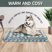 Furrybaby겨울용 매우 따뜻한 개 매트 두꺼운 소파 소형견대형견용 고양이 깊은 수면용 푹신한 침대 이동식 세척 가능한 애완 동물, light grey+XM(91x58x15CM)