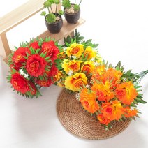 (3+2) 고급 조화 성묘꽃 21종 국화 수국 산소 추모 납골당 꽃꽂이 장식 명절 2, 12대백일홍부쉬, 옐로우3개