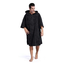 Winthome 서핑 비치 드라잉 긴팔 보온 판쵸 타월, 개, 블랙(블랙 19-3911tcx)