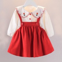 행복한초록 봄가을 플로라 상의티 멜빵치마 세트복