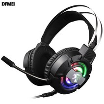 DFMEI 이어폰 헤드셋 e스포츠 게임 케이블 3.5MM 이어폰, 블랙 &F161
