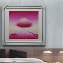 호수위나무유화 행운을부르는그림 풍경화 액자, 주황