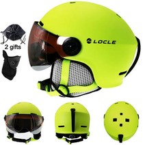 스노우보드 스키 고글 헬멧 LOCLE 남성 여성 IN-MOLD 겨울 스포츠 마스크, 엘57-60cm, 형광 황색