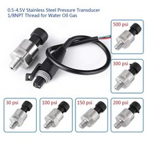 압력전송기 압력센서 30100150200300500psi 18npt 스테인레스 스틸 오일 연료 수압 게이지 송신기 변환기 송신기 dc 5v, 30psi